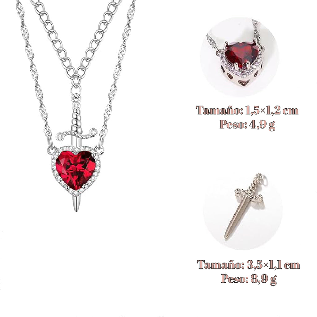 Collar de pareja de Espada y Corazón