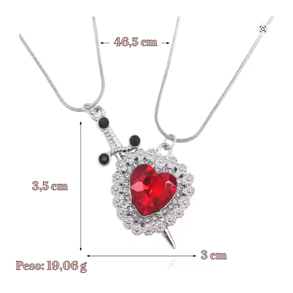 Collar de pareja de Espada y Corazón